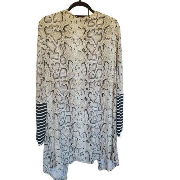 NWT Jamby Styles Snakeskin Blk White Open Drape 40" long Cardigan Duster XL - Picture 2 of 4